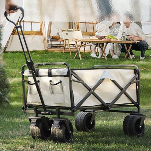 Structure Roll Container Beach Wagon for Shopping Storage Tools Pets Portable Picnic Cart Black