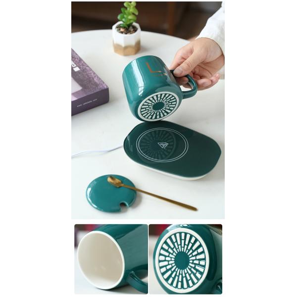 USB Charging Ceramic Porcelain Mug with 55 Degree Temperature Control and HANDGRIP