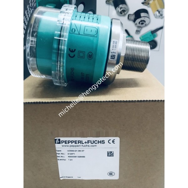 PEPPERL+FUCHS Ultrasonic Sensor UC500-D1-3K-V7 with 0.01% FS Accuracy and IP65 Protection for Industrial Automation