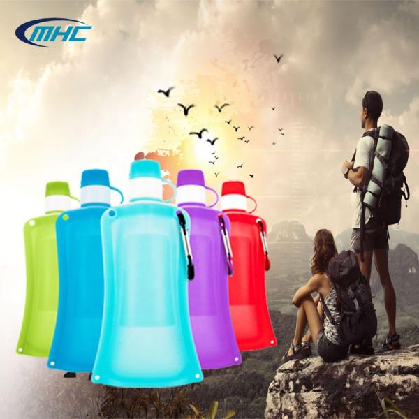 бутылка с водой на открытом воздухе спорт складной бутылки с водой силикона 0.5L ежедневная портативная