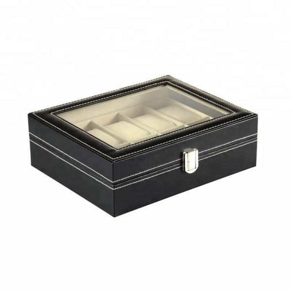 High quality faux PU Leather men valet black watch box size 25.5x20x7.5cm