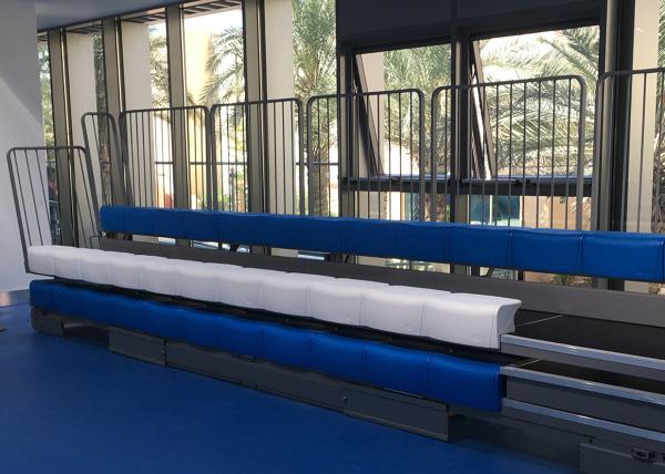3 Rows Retractable Tribune Bench Seating Manually Operated For Tennis Court