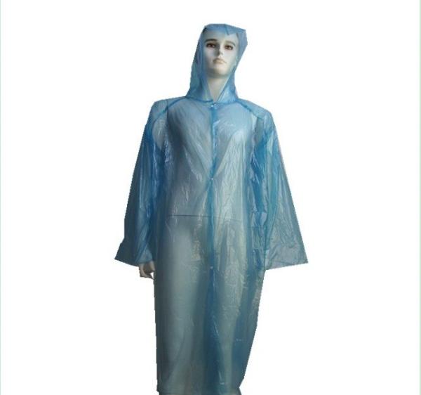 Transparent Mens Disposable Plastic Raincoat With Hood / Collar Comfortable