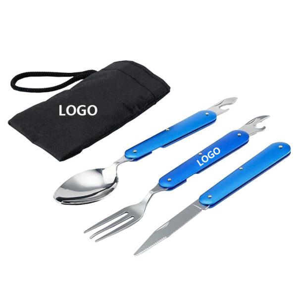 Outdoor Stainless Steel Folding Picnic Tablewares Logo Customized