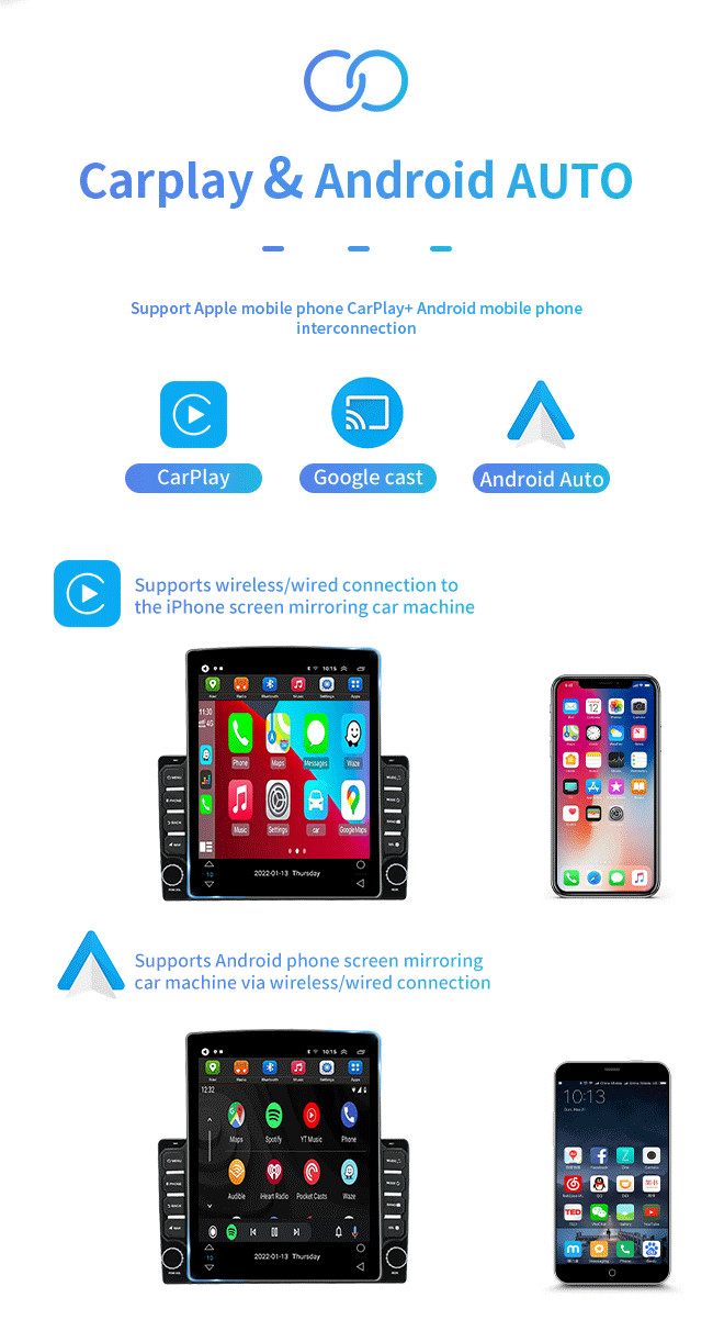 По вертикали навигация GPS андроида автомобиля языки 4G WiFi Carplay 9,7 дюймов Multi