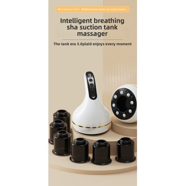 USB Rechargeable Electric Cupping Massager with 9 Strength Grade Suction and 9 Temperature Settings for Deep Muscle Relaxation