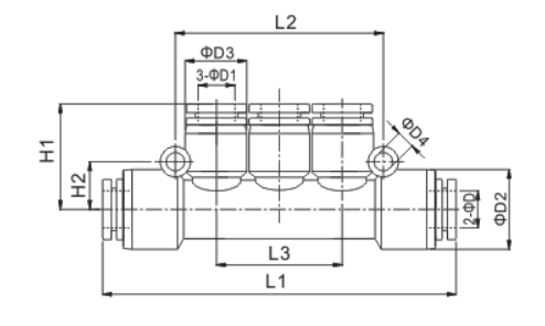 PK Five Way Type Equal Diameter Tee Plastic Material Air Tube Fitting