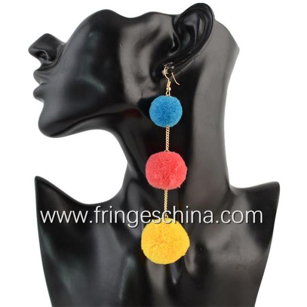 Fashion Bohemian Colorful Pom Pom Long Drop Earrings For Women Party Jewelry Accessories 