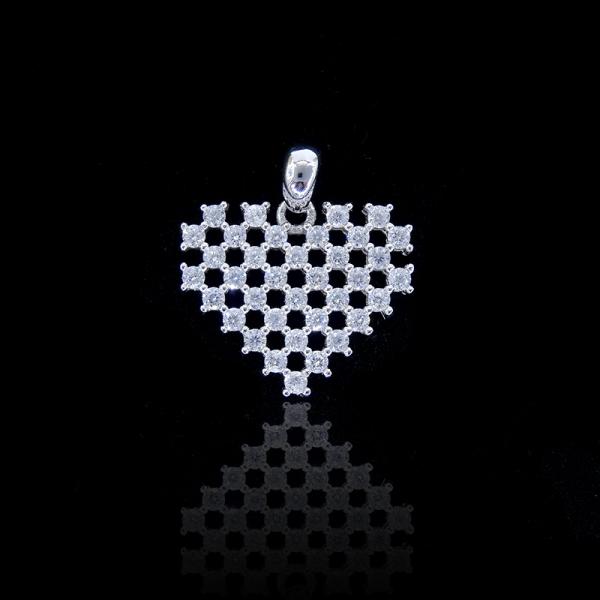 Motive Deer Design Silver Cubic Zirconia Pendant Jewellery Plating Rhodium