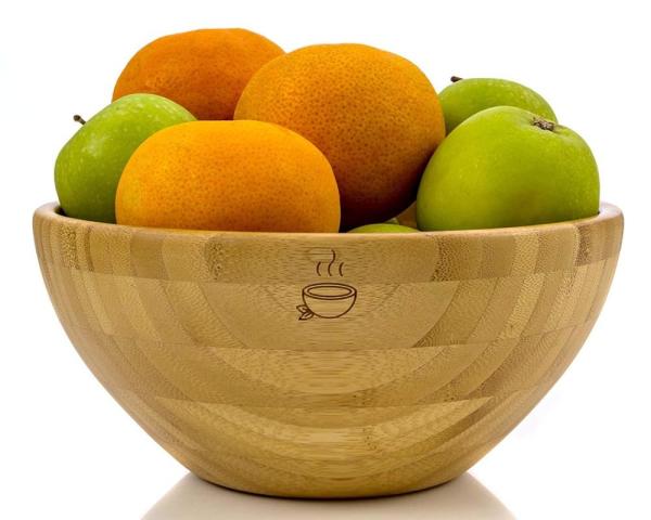 Organic Handmade Bamboo Salad Set , Wooden Salad Serving Bowl 8 Inch X 4 Inch Diameter