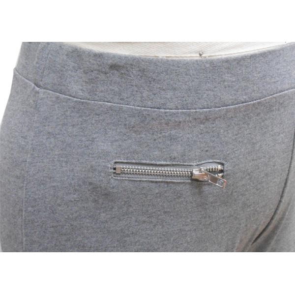 Grey Women'S Sport Knit Pants , Spandex Workout Pants With Hotstone Decoration