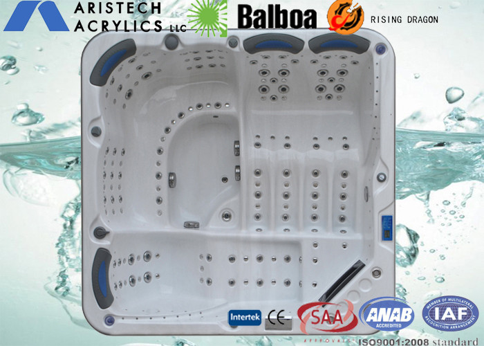4 Seats + 3 Lounge Luxury Square Acrylic Whirlpool Massage Outdoor Bathtubs 220V / 40A
