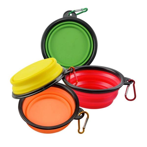 Food Water Collapsible Pet Bowl , Colorful Portable Dog Bowl Collapsible