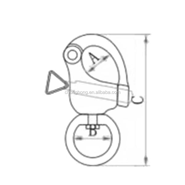 Manille à émerillon en acier inoxydable 316, 65 mm, goupille métrique