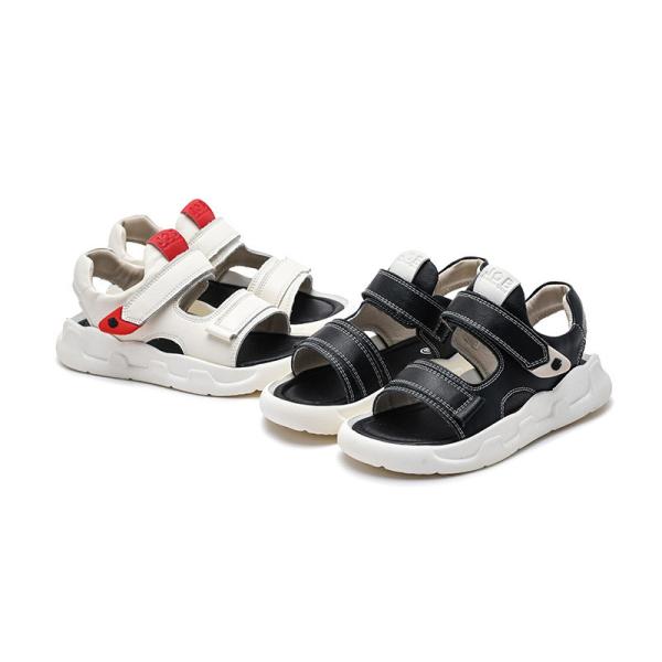 Stylish Black Soft Sole Slippers Sport Leather Sandals 26-30 31-37 Size