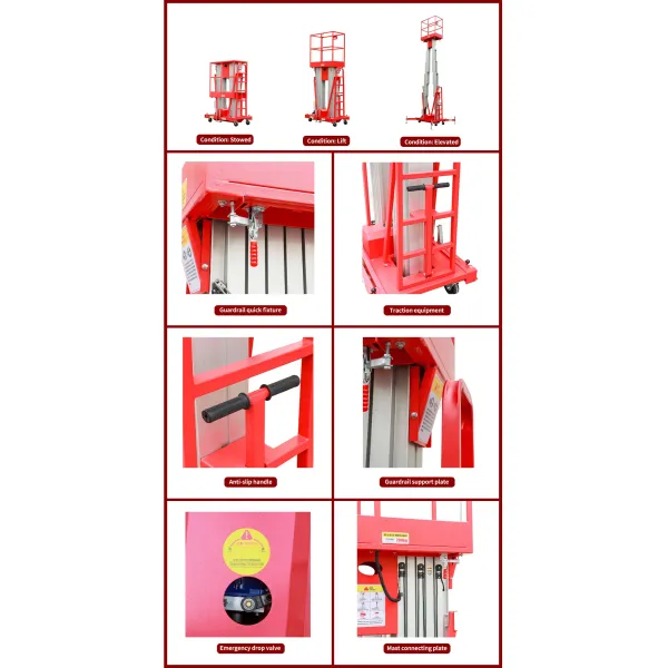 Double Mast Aluminum Lift Telescopic Aluminum Aerial Work Platform