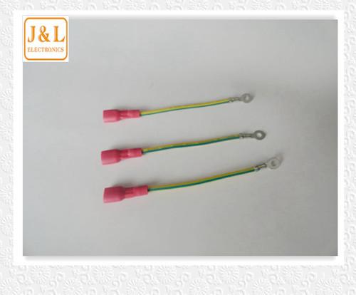 High quality wire  harness UL1015# yellow note green+3.2 round end +250 insulation end