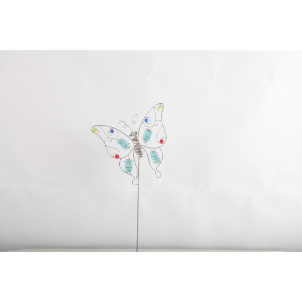 Hollow Out Colorful Metal Butterfly Outdoor Garden Decorations with Glass Beads