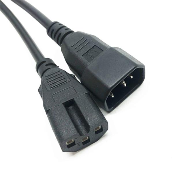 High quality 3pin C14 exchange to C15  black extension power cord 0.5m-10m copper power extension cable