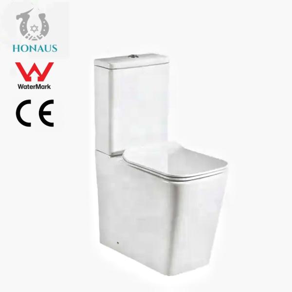 European CE Square Close Coupled Toilet Rimless Water Closet 645*370*850mm