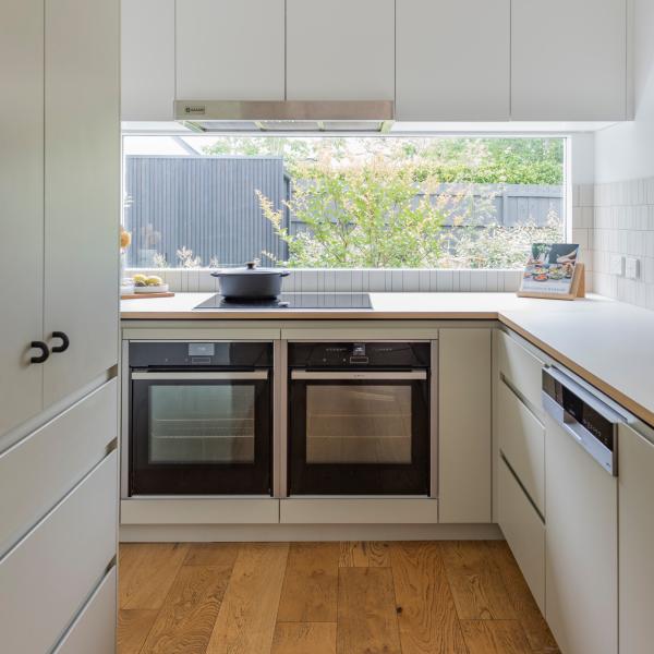 Light Green Melamine Kitchen Cabinet Handless Kitchen Cabinet