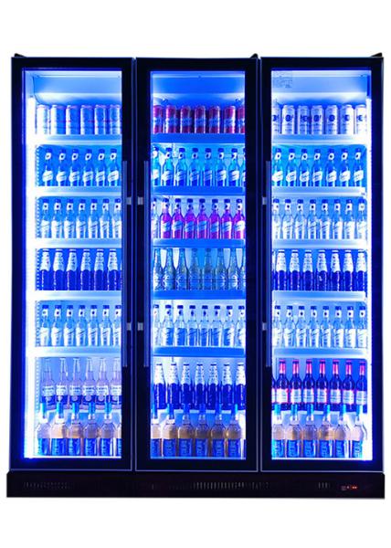 Olho de vidro mais fresco do refrigerador da cerveja da porta da bebida comercial luxuosa que trava a luz do diodo emissor de luz