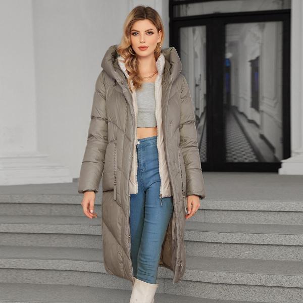 脱ぎ取れる内膜 流行 厚いダウン / 綿 ジャケット,長い女性のコート,寒い冬のために,フック付き,最も暖かいコート