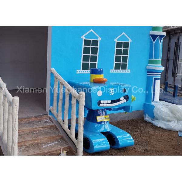 Blue Handmade Shopping Centre Decorations Fiberglass Cartoon Sculpture