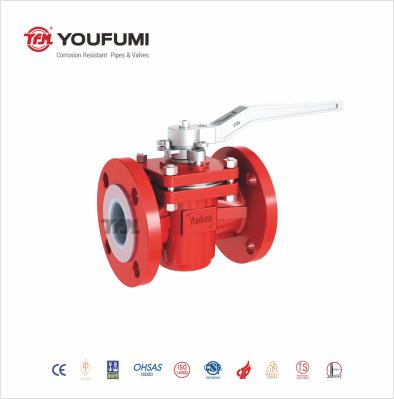 Flanged Type PFA Lined Plug Valve High Performance 300lbs  For Chlor Alkali