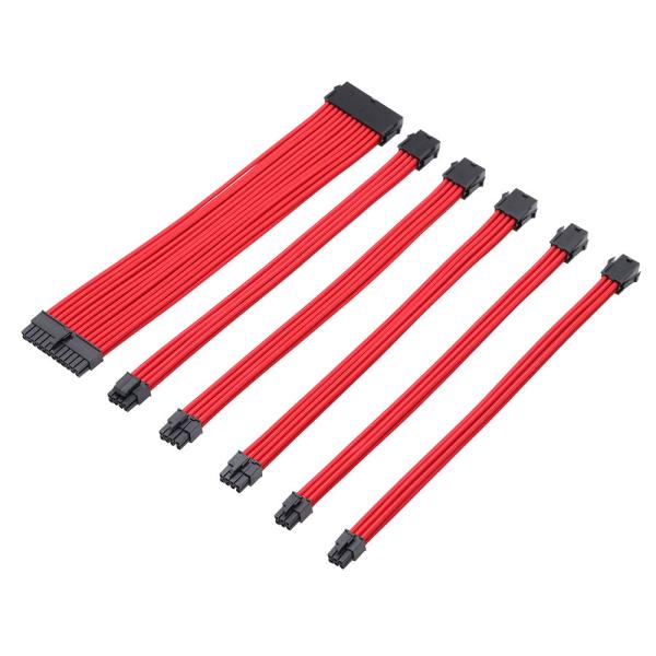 PSU Cable Kit 24 ATX 4+4 EPS 6+2 PCI-E 6 PCI-E 18AWG PET Sleeving Extension Yellow Elbow Data Cable Computer PVC Nylon Stock