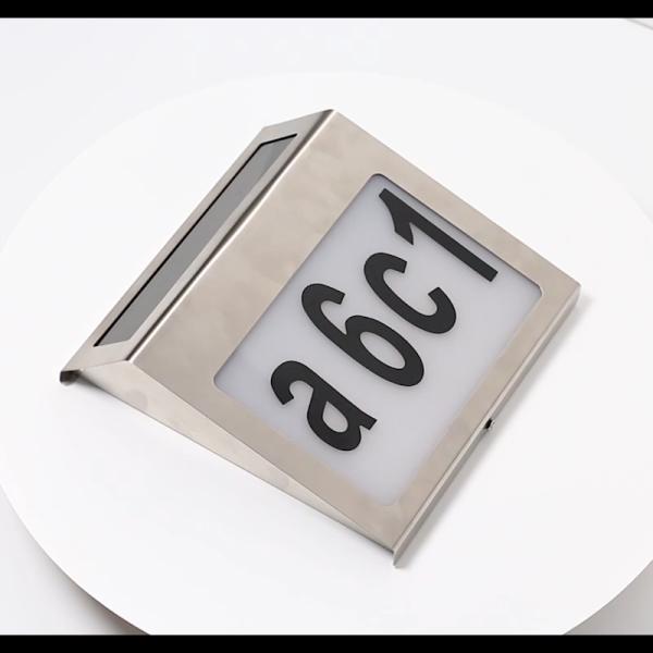 High Luminous Flux Solar Number Light Address Sign Doorplate Lighting for Outdoor Wall
