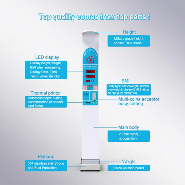 Pharmacy and Healthcare CE Certified Professional Automatic Human Weight Measurement Scale with Height