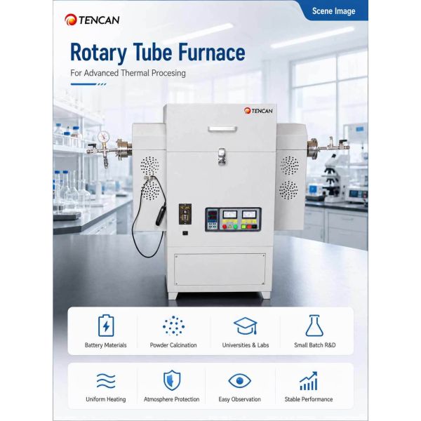 TENCAN TC-12NRT High Temperature 1200C Lab Vacuum Tubular Furnace MOSI2 Heating Element High-Purity Quartz/Alumina Material