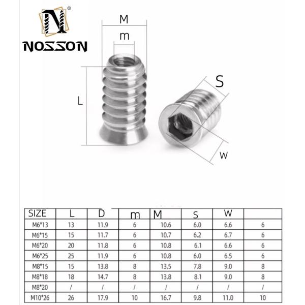 Professional Carbon Steel Hex Socket Thread Wood Nut Thread Inserts DIN Standard Cadmium Plated for Automotive Industry