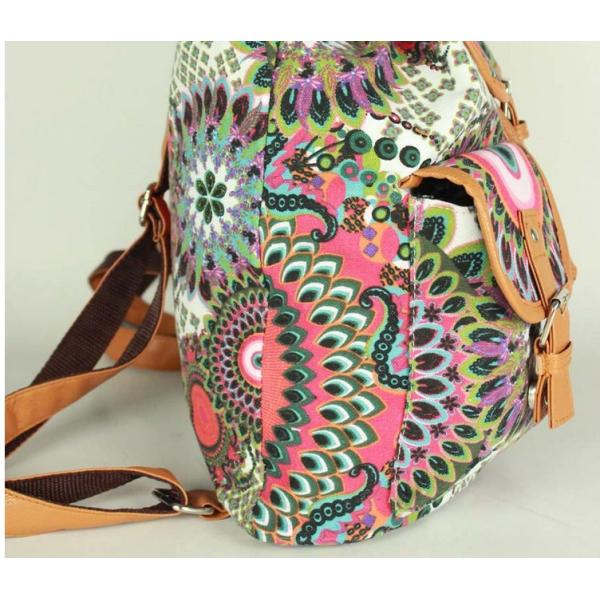 Female new national wind canvas shoulder bag backpack schoolbag shoulder bag Students