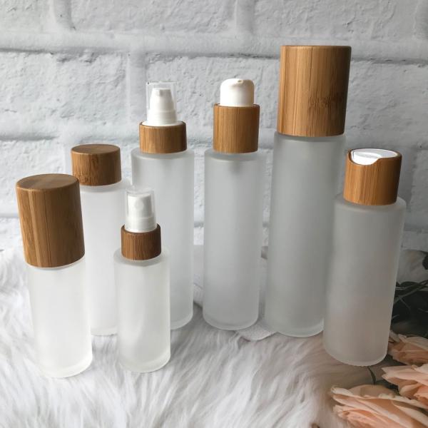 20/410 20mm Glass Cosmetic Bottles 100ml Bamboo Lid Cosmetic Jar