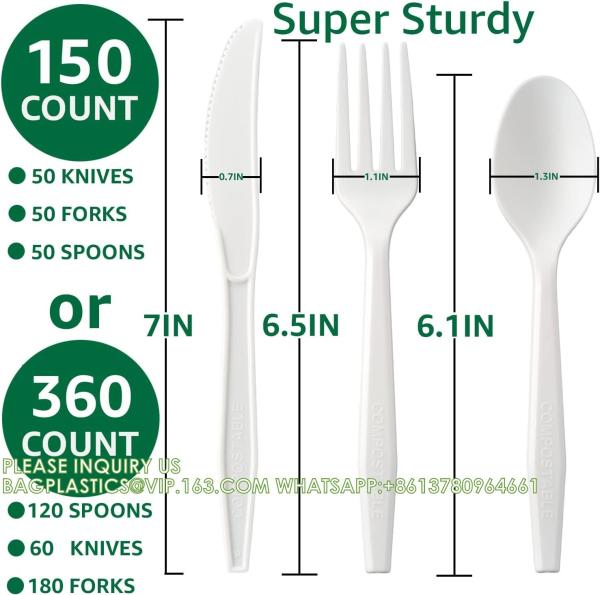 Knives Forks Spoons Utensils, Heavyweight HeavyDuty Flatware Is Eco Friendly Products Lounge Party Wedding BBQ