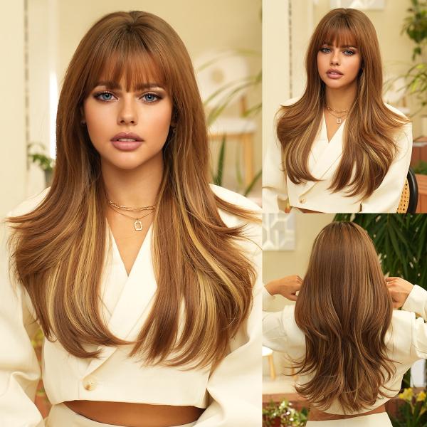 Fashion Long Body Wave Highlighted Hair Blonde Synthetic Wigs For Women