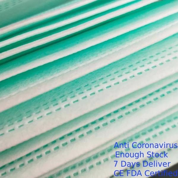 Anti Dust Green Disposable Mask , Earloop Face Mask High Filtration Capacity