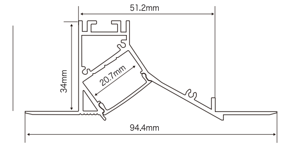 51*34мм Стенная стирка светодиодный юбки Baseboard LED Алюминиевый профиль Линейный