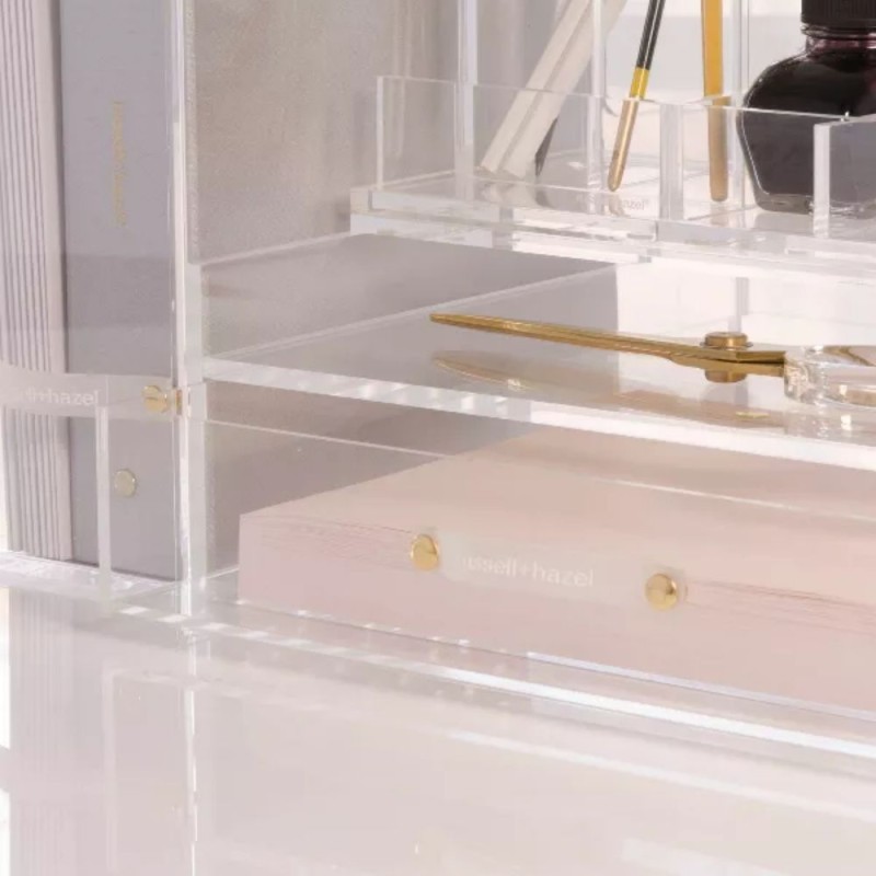 Custom Single-Tier Clear Acrylic File Box with Handle Easy Installation Standing Desktop Office Organizer Storage Solution