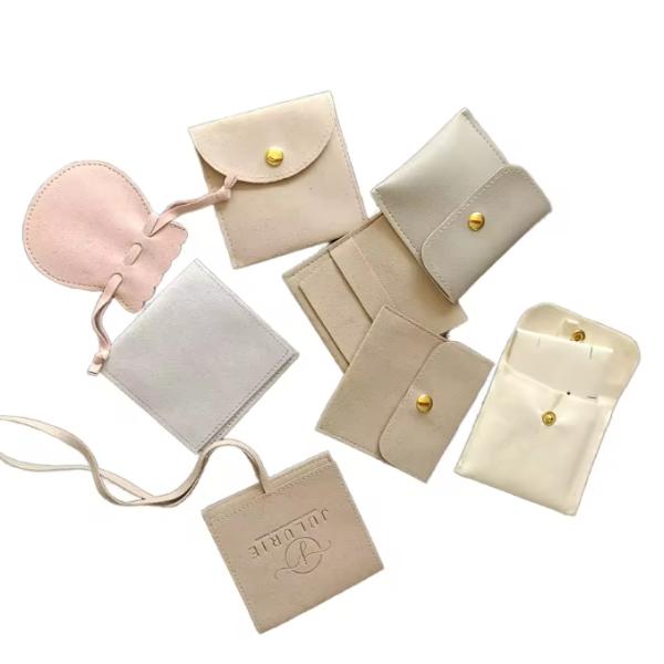 Microfiber Fabric Jewelry Pouch Earrings Necklace Packaging Foil Stamping