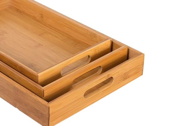 Home 3 pc Bamboo Breakfast Bed Trays (Squared) | Cut Out Handles | Set of 3pcs Bamboo Serving Tray