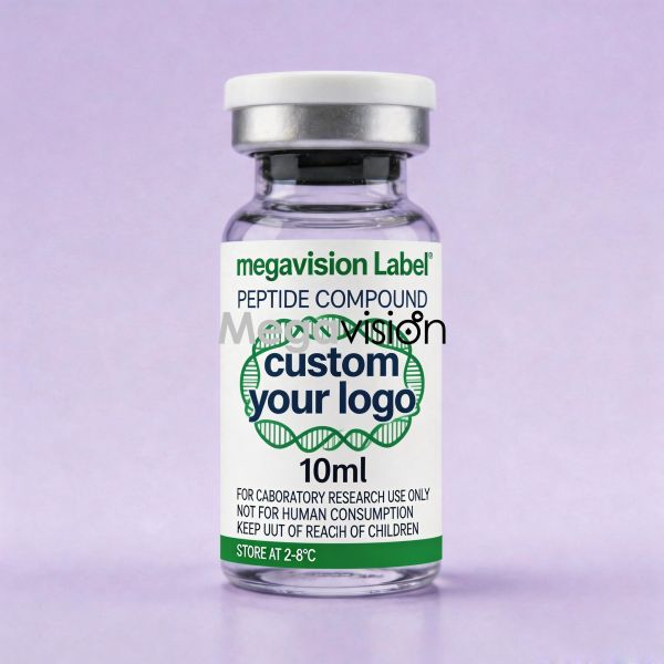 Custom Factory 3ml 5 ml 7ml 10 ml Vial Labels Lab Research Peptide Vinyl Stickers for Vial Glass Bottle Healthcare Packaging