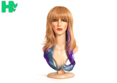 Dip Dyed Three Tone Long Synthetic Wigs / Full Head Hair Wig For Wild Party 160 Gram