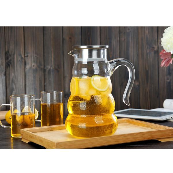 Heat Resistant Glass Water Pitcher Juice Beverage Carafe With Lid Clear Color