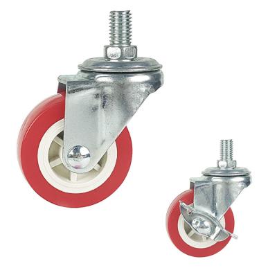66LBS Capacity Red Wheels Threaded Castor Wheels