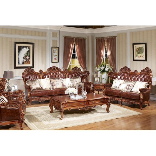 Custom ISO American Luxury Living Room Furniture ISO14001 Royal Leather Sofa Set