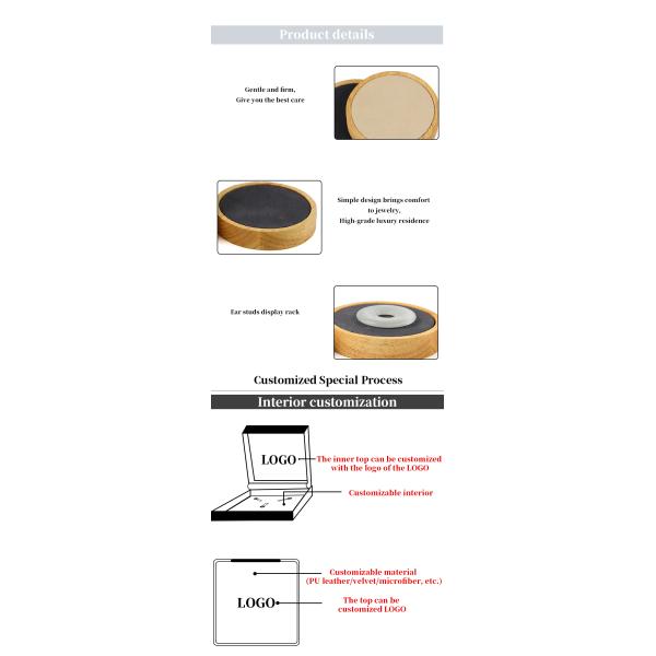 Soft Velvet Lining Wooden Jewelry Display Plate Single Slot For Ear Ring Pendant