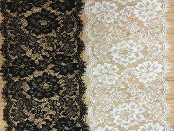 29cm * 300cm  2017 Fashion  Lace Border Eyelash Lace Edge in Black/Ivory  color